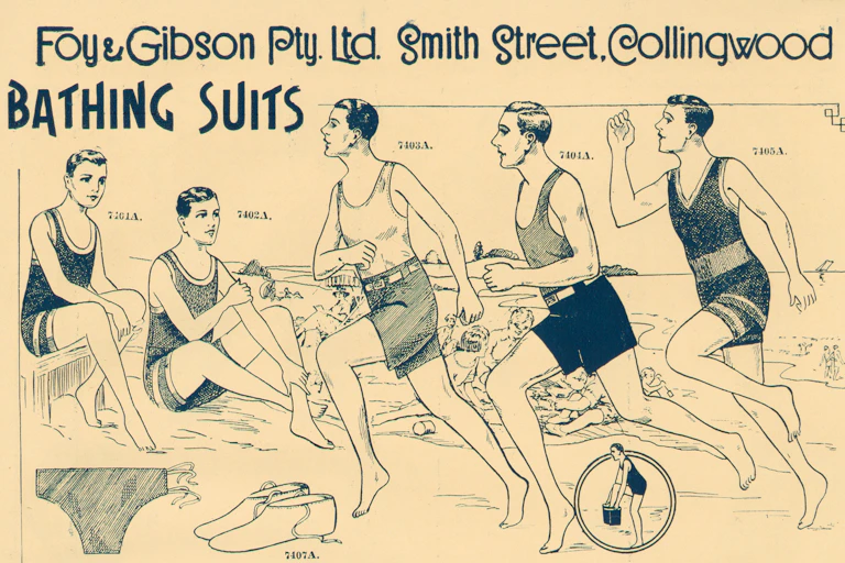 Illustration: men in bathing suits