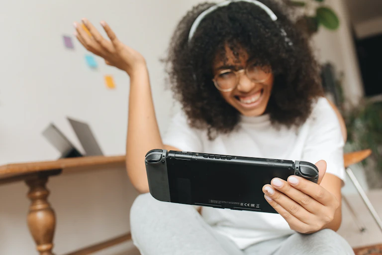 Woman playing a video game