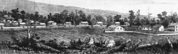 Coranderrk Aboriginal Station sketch.