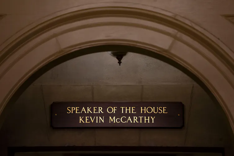 A sign saying: 'Kevin McCarthy Speaker of the House'.