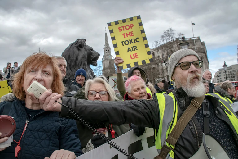 Anti-Ulez protesters stage demonstration in Trafalgar Square.