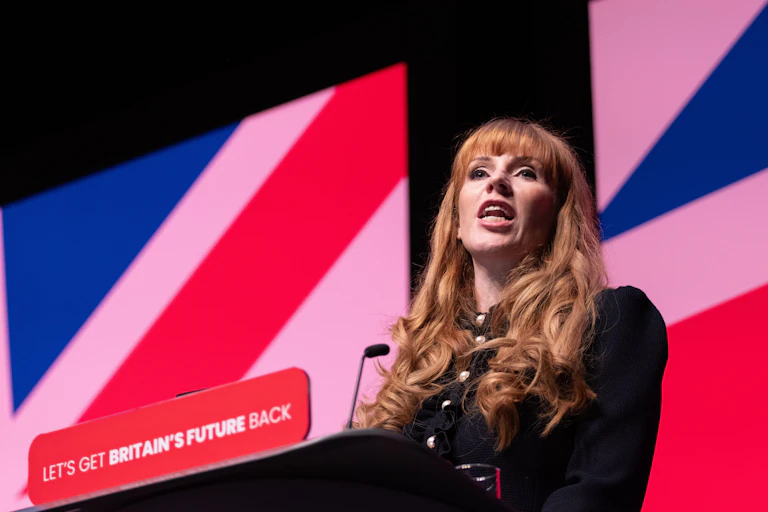 Angela Rayner addresses the Labour party conference in 2023.
