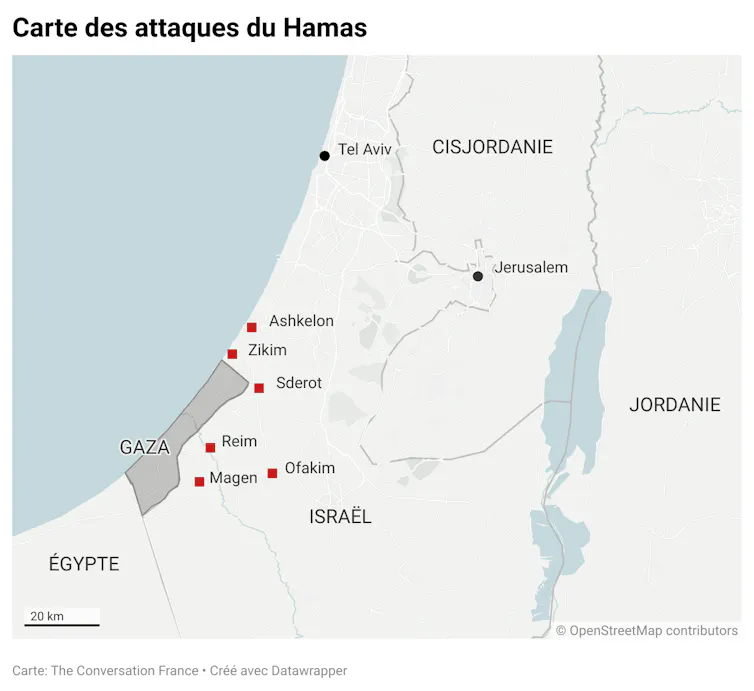 carte des attaques du Hamas