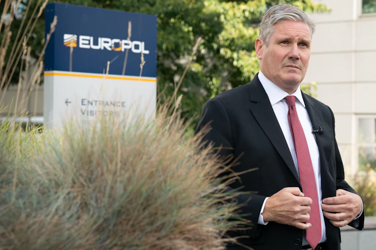 Keir Starmer outside of Europol, the EU's law enforcement agency