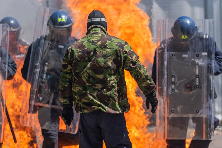 Police Riots Unit during a protest.