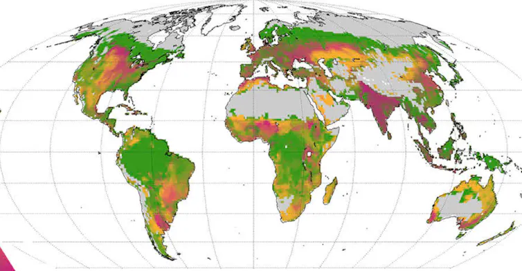 shaded world map