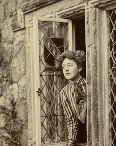 black and white photo of young Agatha Christie