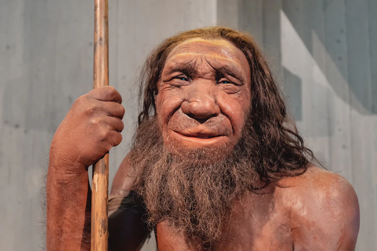 A depiction of a Neanderthal man.