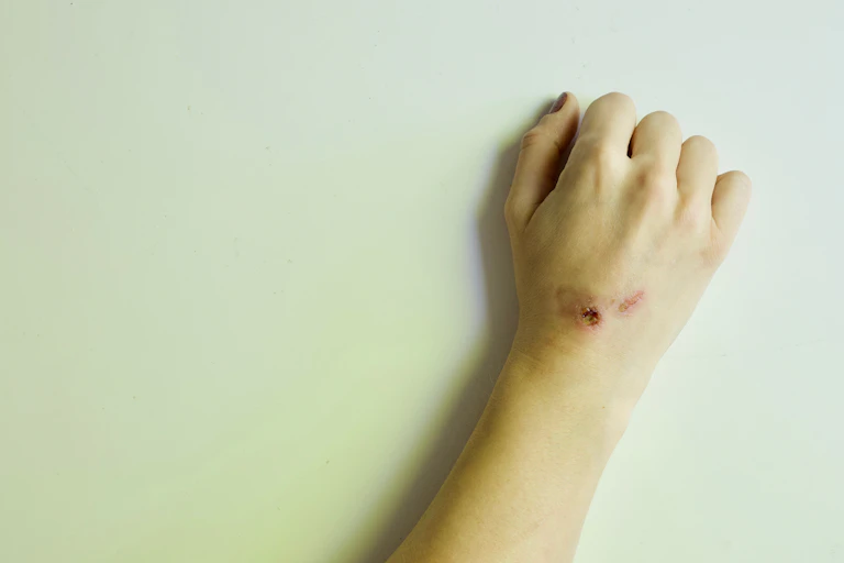 Squamous cell carcinoma in faired skinned hand