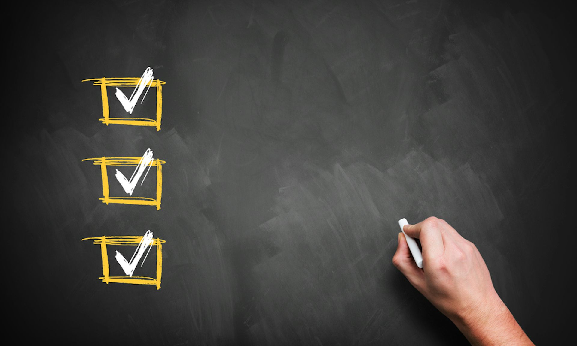 Tableau noir et check-list