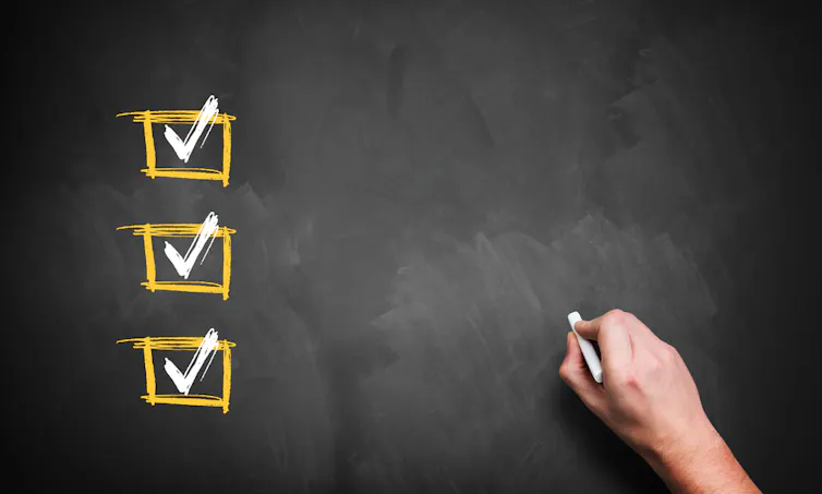 Tableau noir et check-list