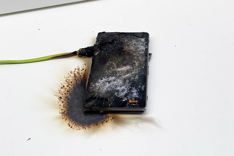 téléphone carbonisé
