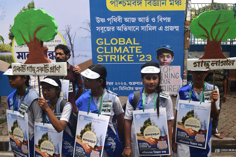 Indian youth participate in a climate rally