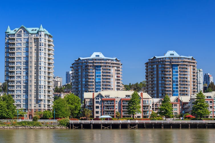 three condos across a harbour