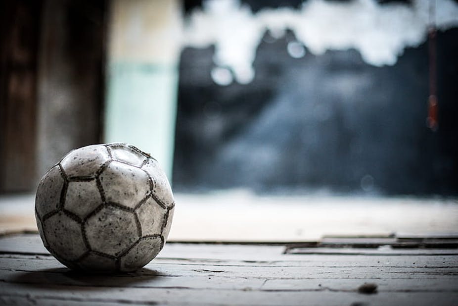 A tattered soccer ball