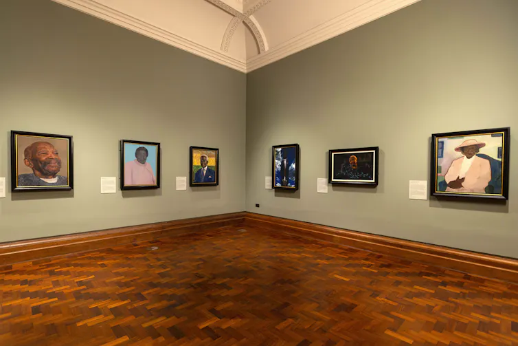 The portraits on display at the National Portrait Gallery.