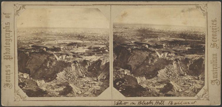 A photo from the local mountain, known as Black Hill, in the 1860 perhaps best gives rise to the scale of the change to Ballarat once miners arrived.