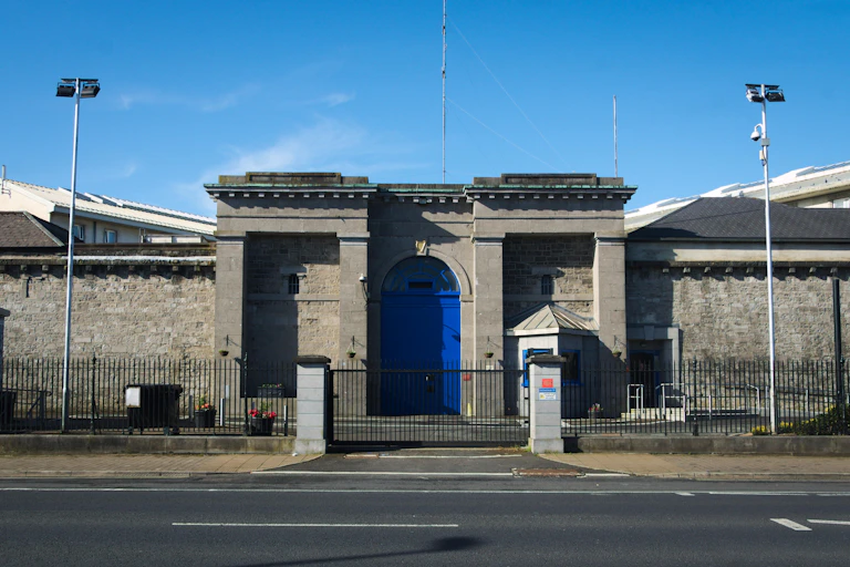 An entrance to a prison.