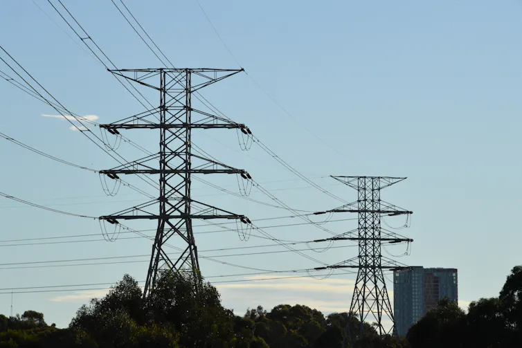 Electricity transmission lines in Australia.