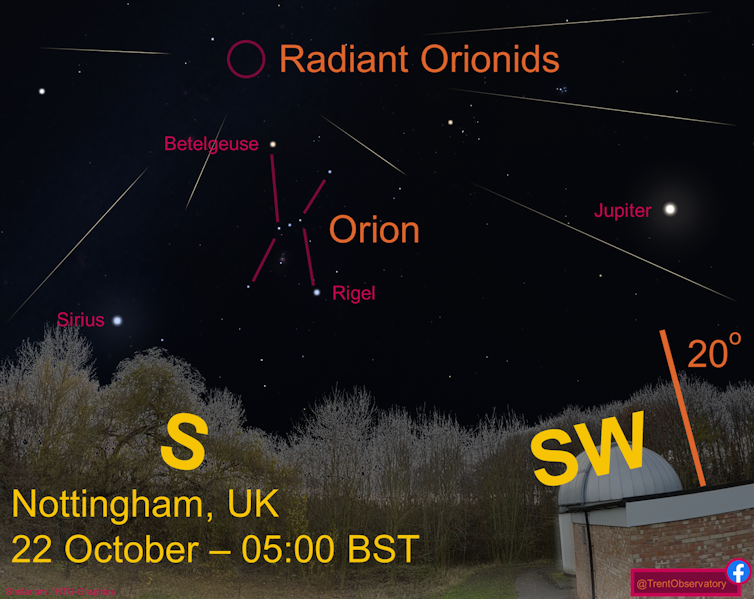 View of the night sky showing Orion constellation.