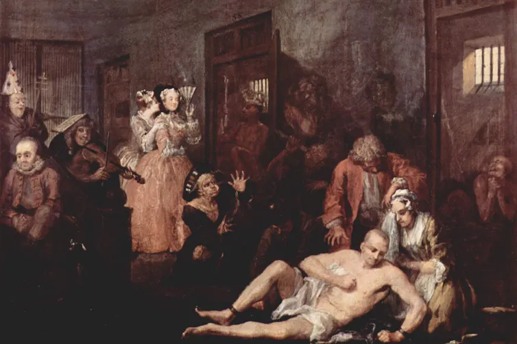 How to Solve Our Mental Health Crisis By Matthew Smith Painting of naked man being attended to in a madhouse.