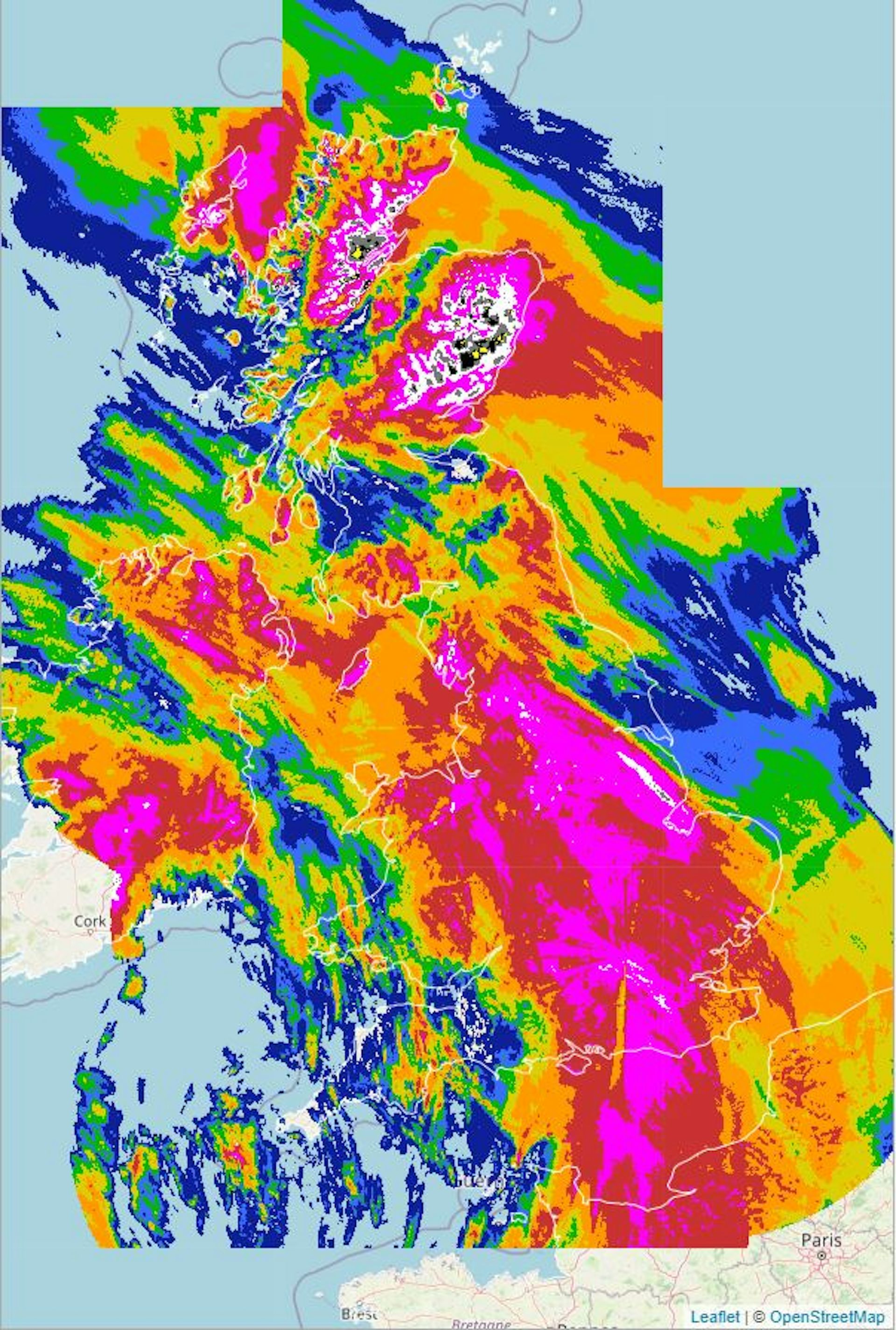 Satellite image of UK