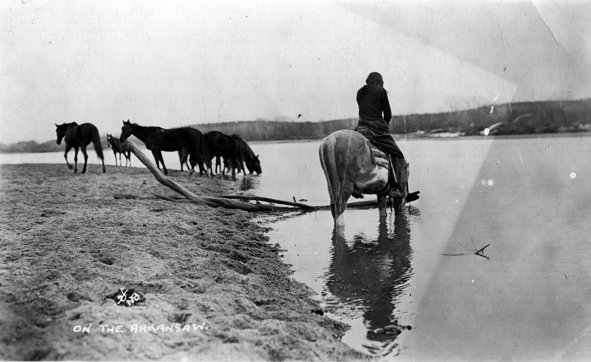 An Osage man on the Arkansas River sometime between 1910 and 1918 – about a decade before the Osage Reign of Terror