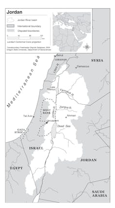 A map of the Jordan River Basin.