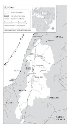 A map of the Jordan River Basin.