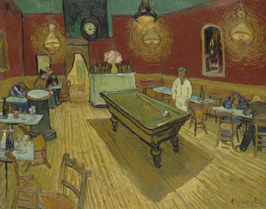 Peinture de l'intérieur d'un café arlésien, en 1888.
