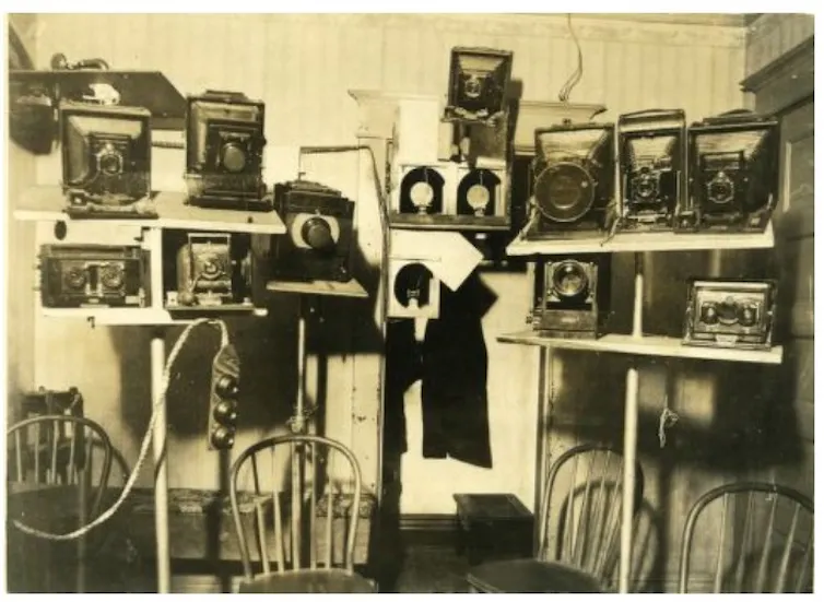A wall of cameras.