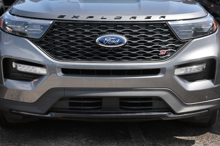 The front end of a new Ford Explorer SUV.