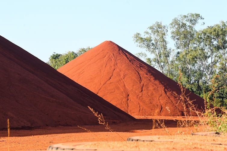 Bauxite piles mined by Rio Tinto at Weipa in Western Australia