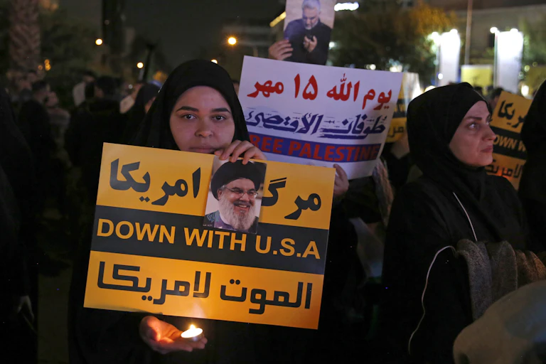 Iranian women demonstrate against US involvement in the Middle East