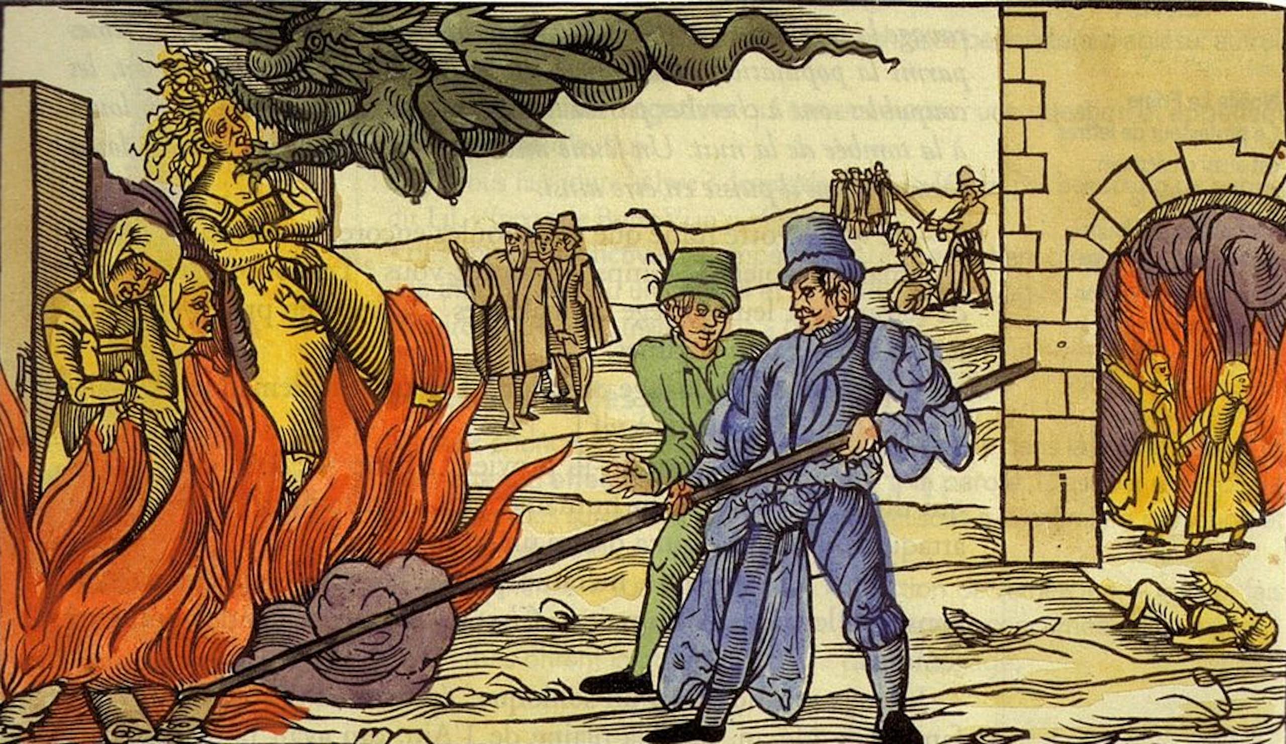 Femmes accusées d'être sorcières brûlées sur le bûcher à Derenburg en 1555