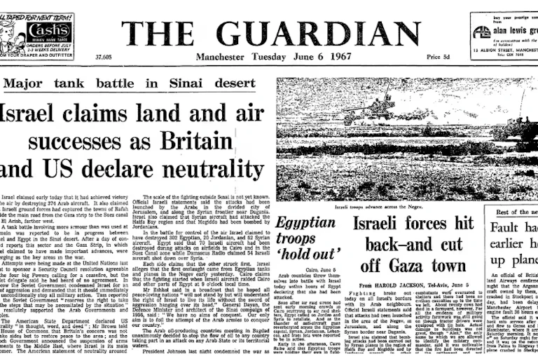 Tear-out of front page from Guardian, June 6 1967