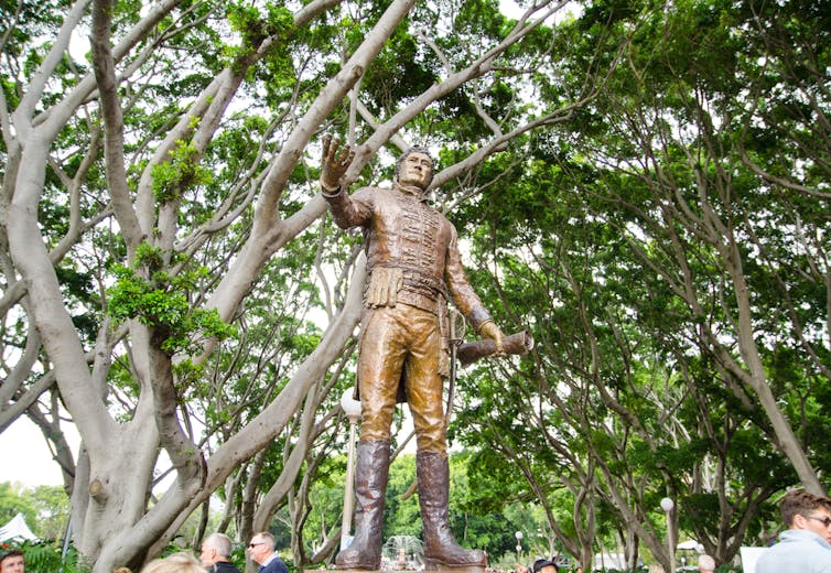 A statue commemorates Governor Lachlan Macquarie at Hyde Park.