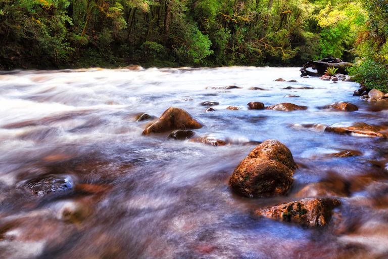 River water rushing over stones
