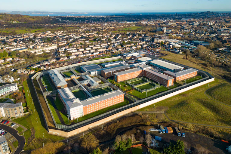 An aerial view of a carceral facility in Scotland.