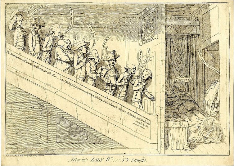 Cartoon mocking Lady W's supposed many lovers