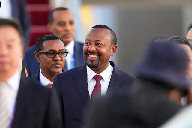 Ethiopia prime minister arrives at airport in China.