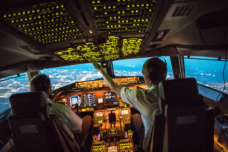 Two pilots in a cockpit.