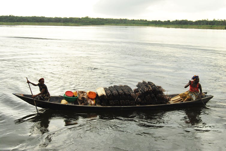 Two women on a boat.