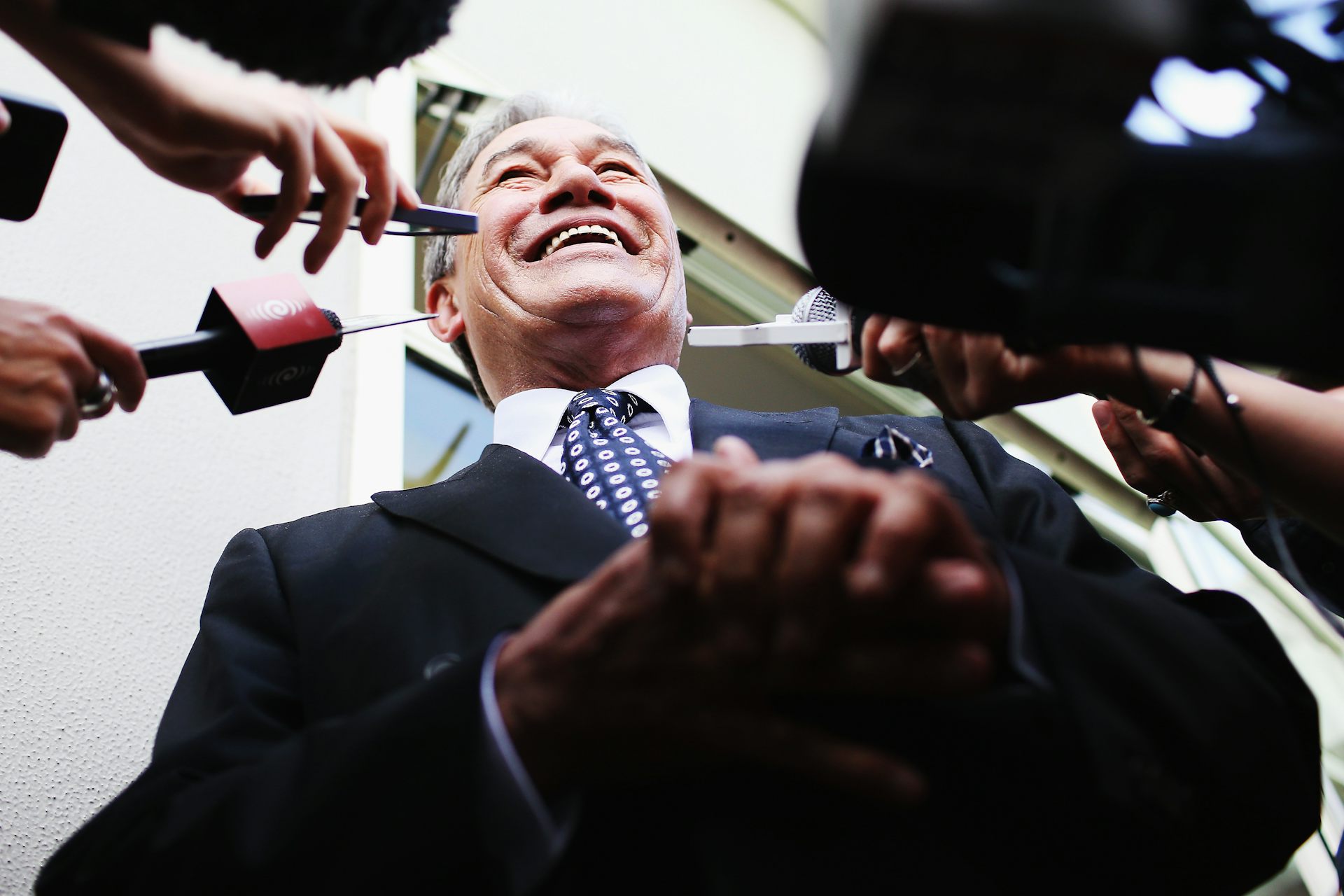 Winston Peters talking to the media