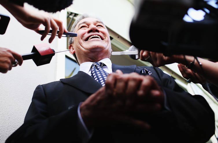 Winston Peters talking to the media