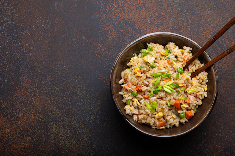 A bowl of fried rice.