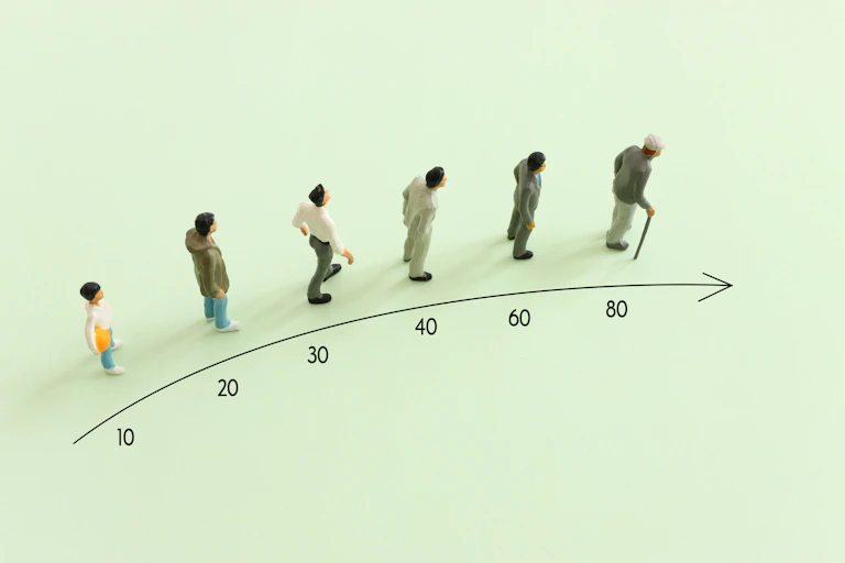 Graphic showing people ageing