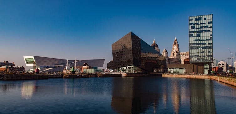 Buildings on the Liverpool waterfront.