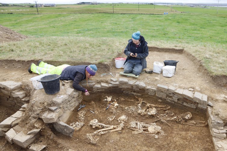 The team excavate the find.