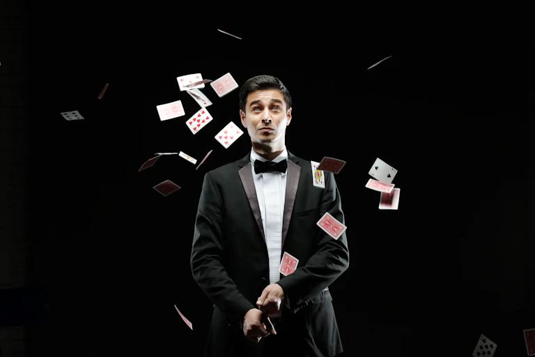 Magician with playing cards